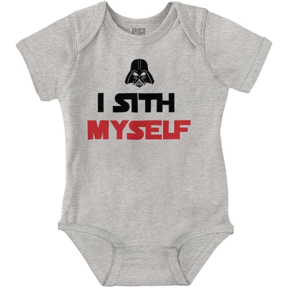 imageBrisco Brands Spaced Myself Dark Galaxy Nerd Baby Romper Boys or GirlsHeather