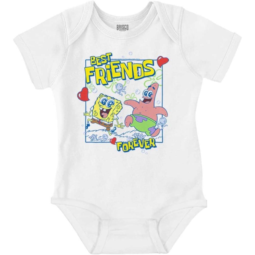imageBrisco Brands SpongeBob Patrick Best Friend Forever Baby Romper Boys or GirlsWhite
