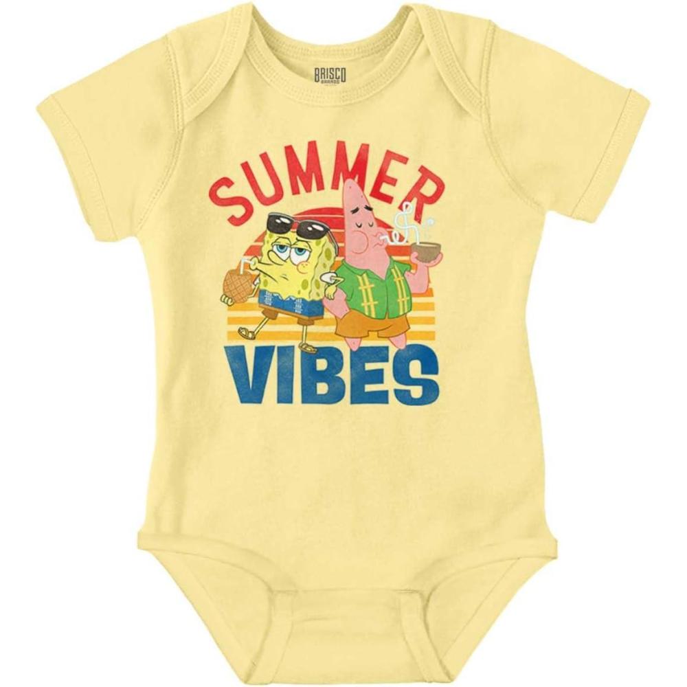 imageBrisco Brands SpongeBob and Patrick Summer Vibes Baby Romper Boys or GirlsBanana