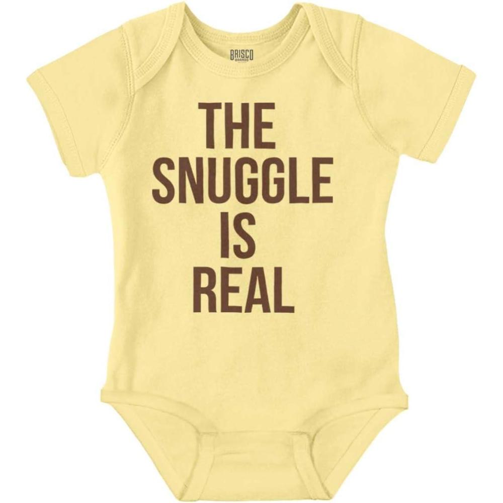 imageBrisco Brands The Snuggle Is Real Funny Pun Cute Baby Romper Boys or GirlsBanana