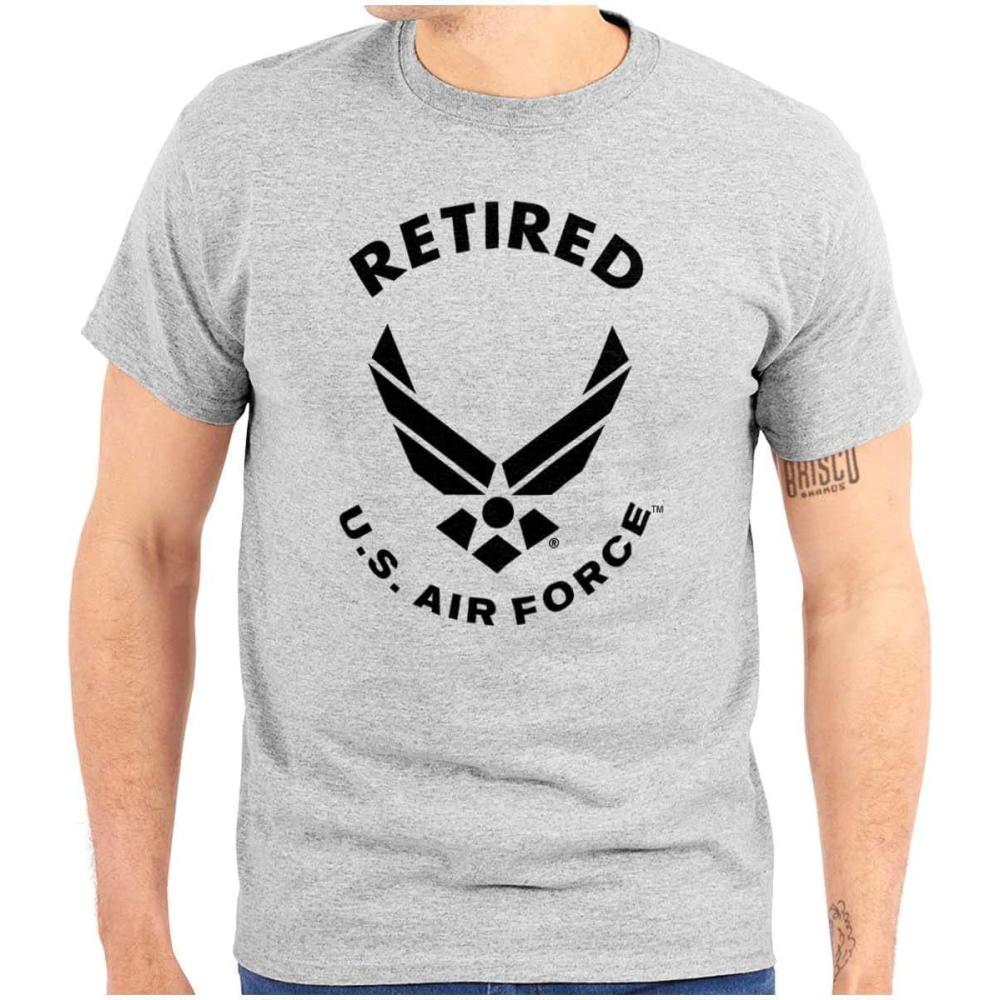 imageBrisco Brands US Air Force Retired USAF Veteran Graphic T Shirt Men or WomenSport Grey