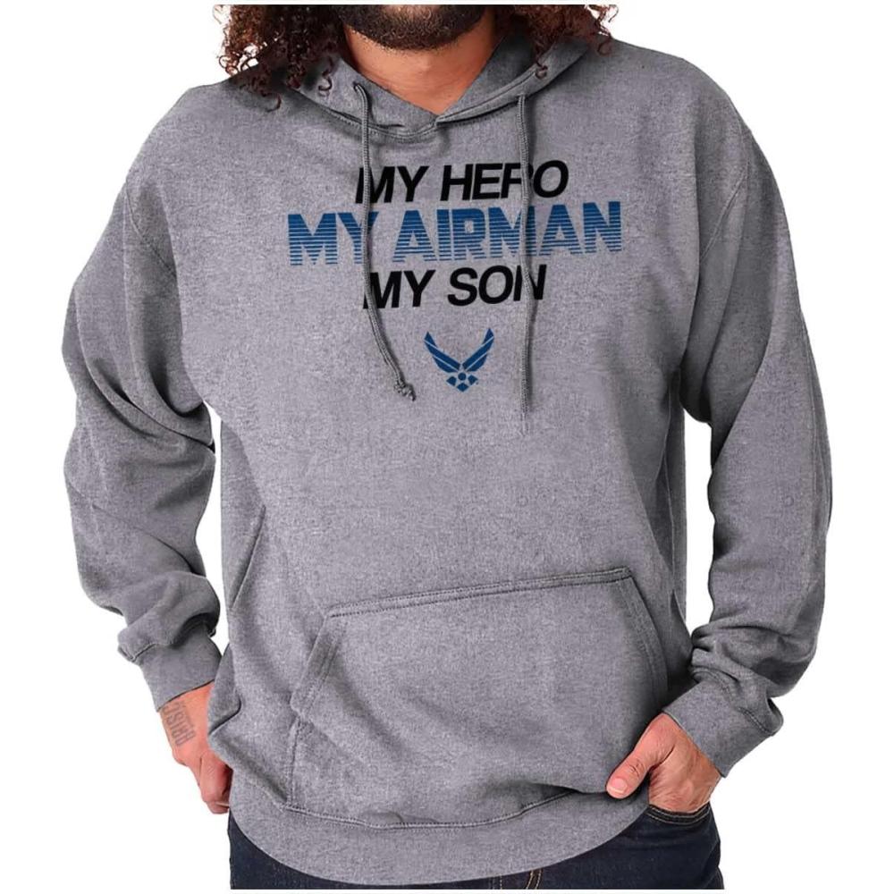 imageBrisco Brands US Airforce Hero Airman Son Hoodie Sweatshirt Women MenSport Grey