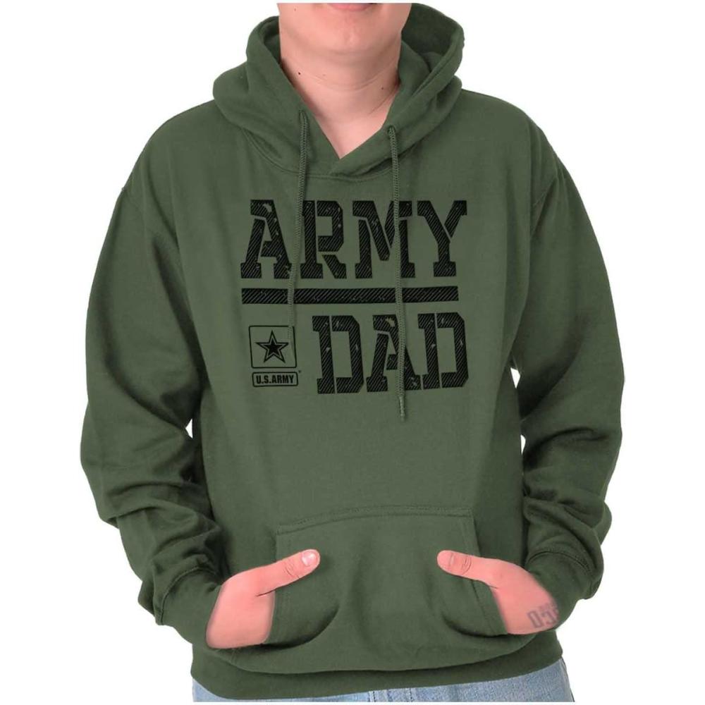 imageBrisco Brands US Army Dad Military Father Star Logo Hoodie Hooded Sweatshirt MenMilitary Green