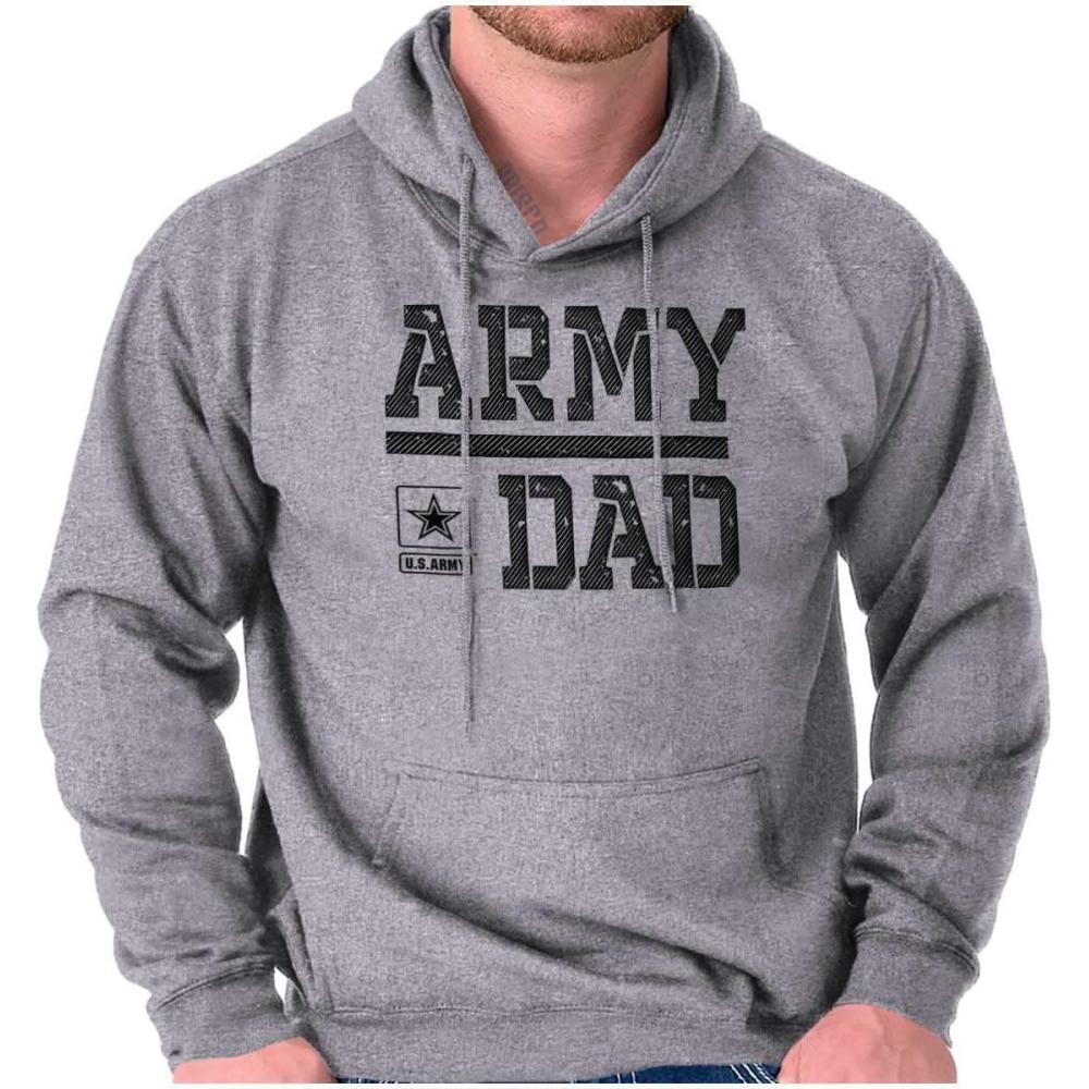 imageBrisco Brands US Army Dad Military Father Star Logo Hoodie Hooded Sweatshirt MenSport Grey
