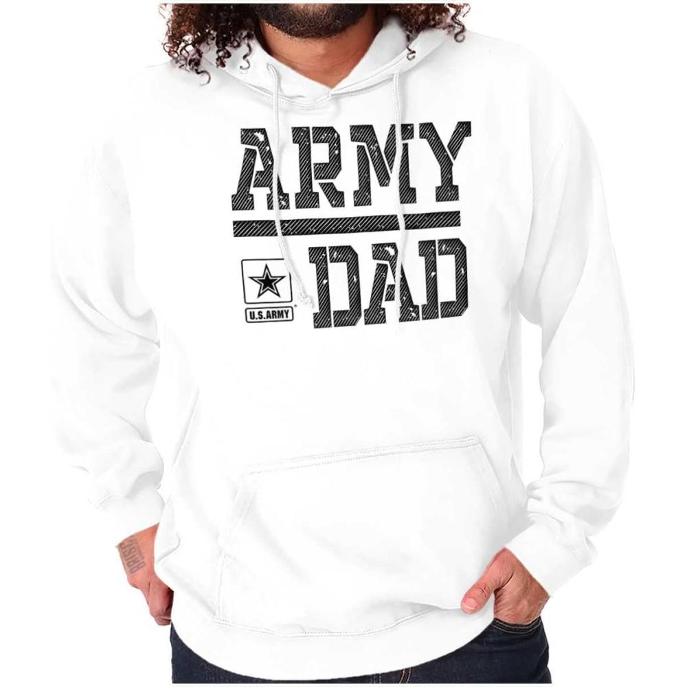 imageBrisco Brands US Army Dad Military Father Star Logo Hoodie Hooded Sweatshirt MenWhite