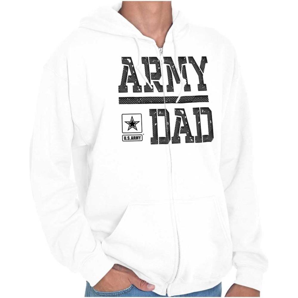 imageBrisco Brands US Army Dad Military Father Star Logo Zip Hoodie Sweatshirt MenWhite