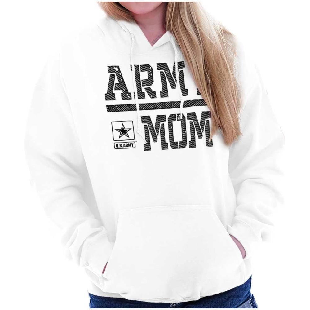 imageBrisco Brands US Army Mom Military Soldier Pride Hoodie Sweatshirt WomenWhite