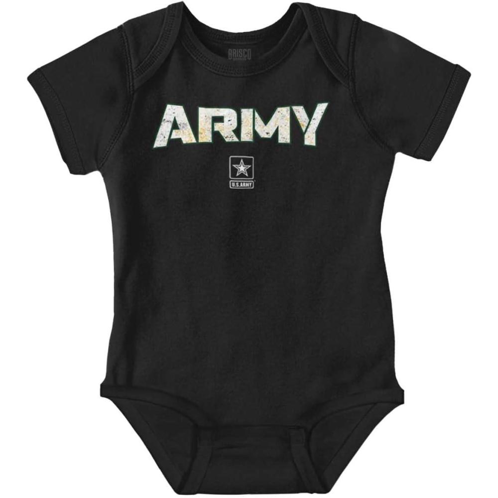imageBrisco Brands US Army PT Style Casual Military Baby Romper Boys or GirlsBlack