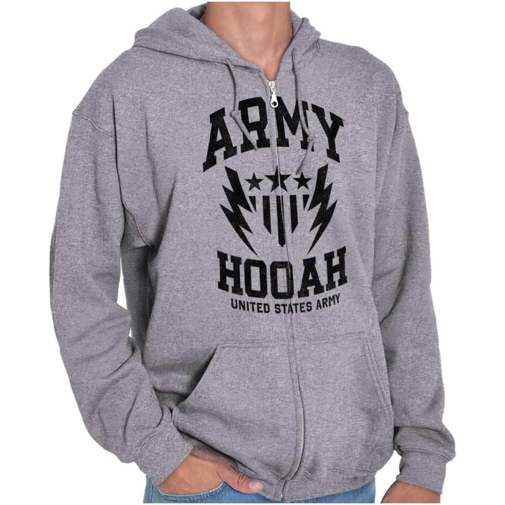 imageBrisco Brands US Army Soldier Veteran Pride Zip Up Hoodie Mens WomensSport Grey