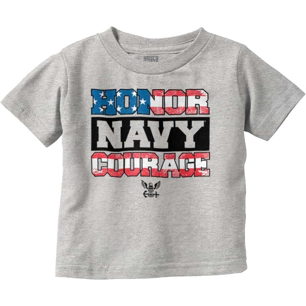 imageBrisco Brands US Navy Honor Courage American Flag Toddler Boy Girl T ShirtHeather
