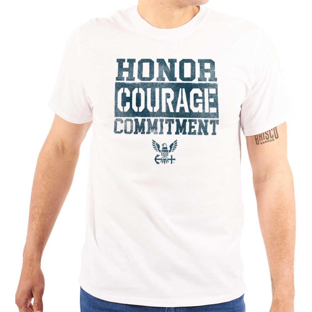 imageBrisco Brands US Navy Honor Courage Commitment Graphic T Shirt Men or WomenWhite