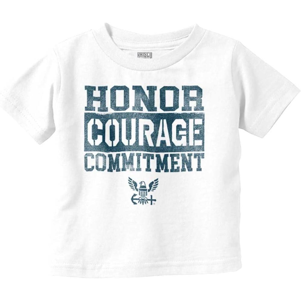 imageBrisco Brands US Navy Honor Courage Commitment Toddler Boy Girl T ShirtWhite
