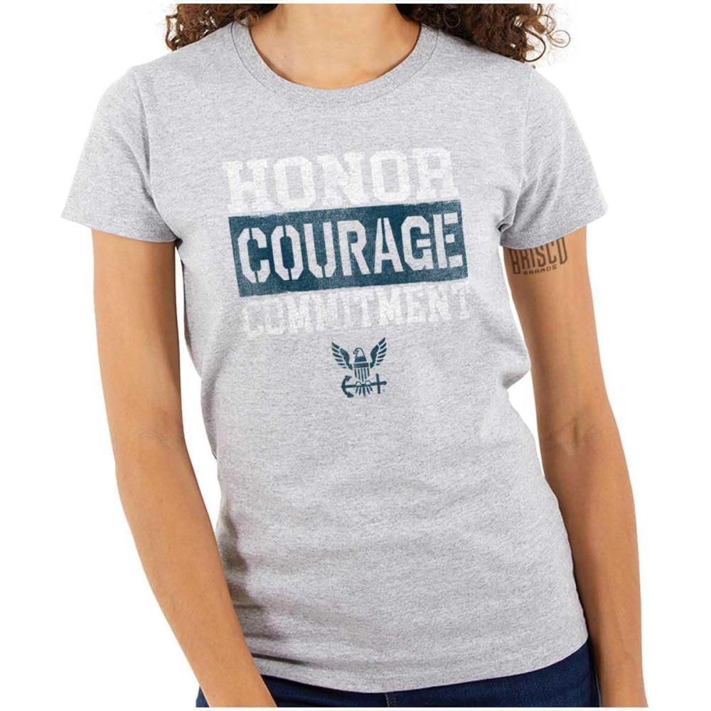 imageBrisco Brands US Navy Honor Courage Commitment Womens Slim Fit Graphic TeeSport Grey