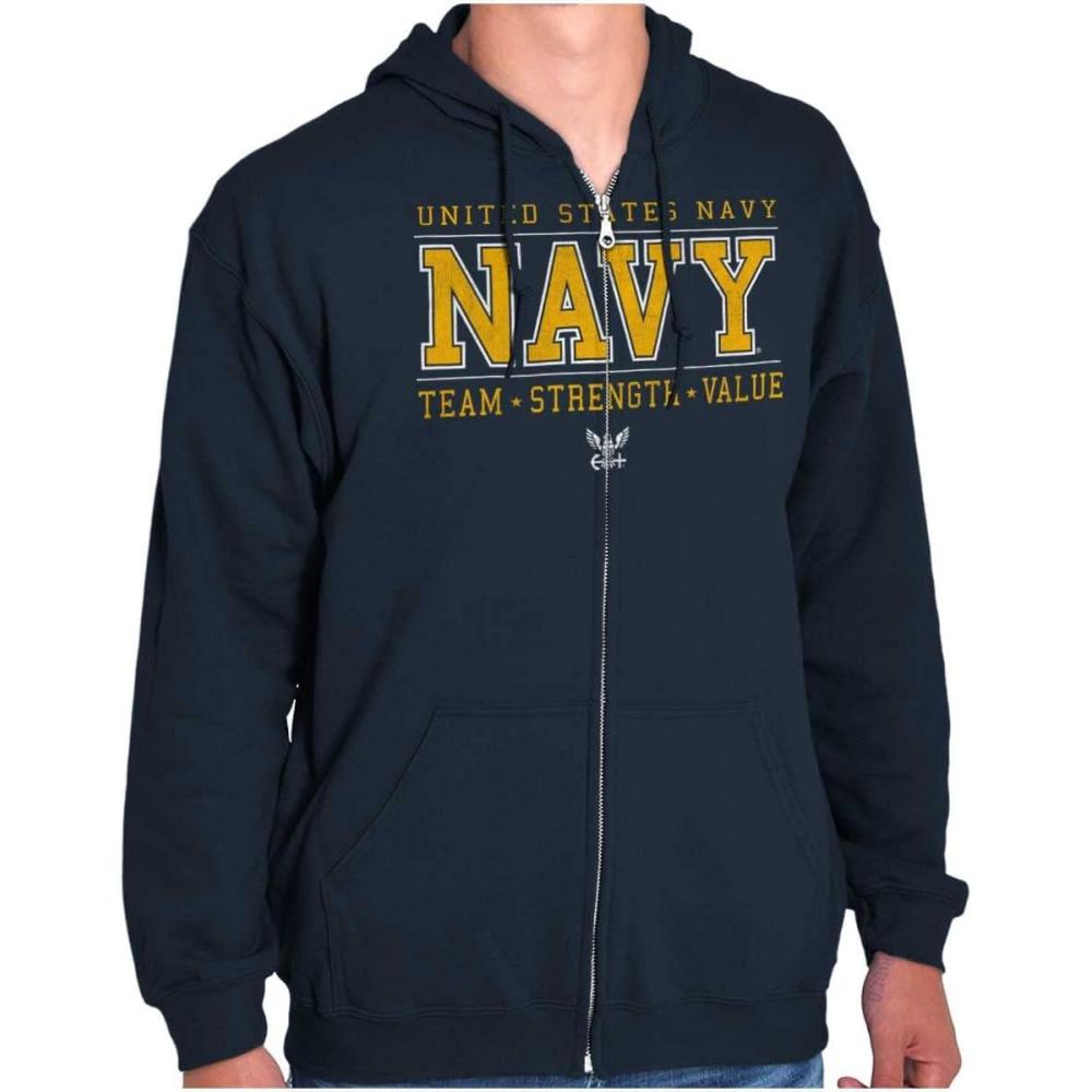 imageBrisco Brands US Navy Team Strength Value Zip Up Hoodie Mens WomensNavy