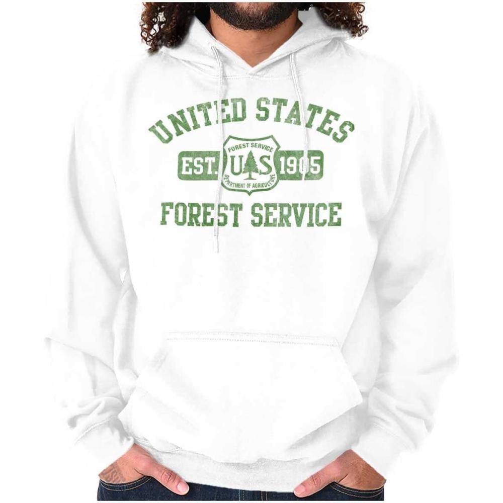 imageBrisco Brands United States Forest Service Camping Hoodie Sweatshirt Women MenWhite
