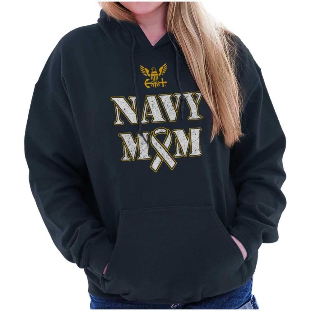 imageBrisco Brands United States Navy Proud Mom Mother Hoodie Sweatshirt WomenNavy