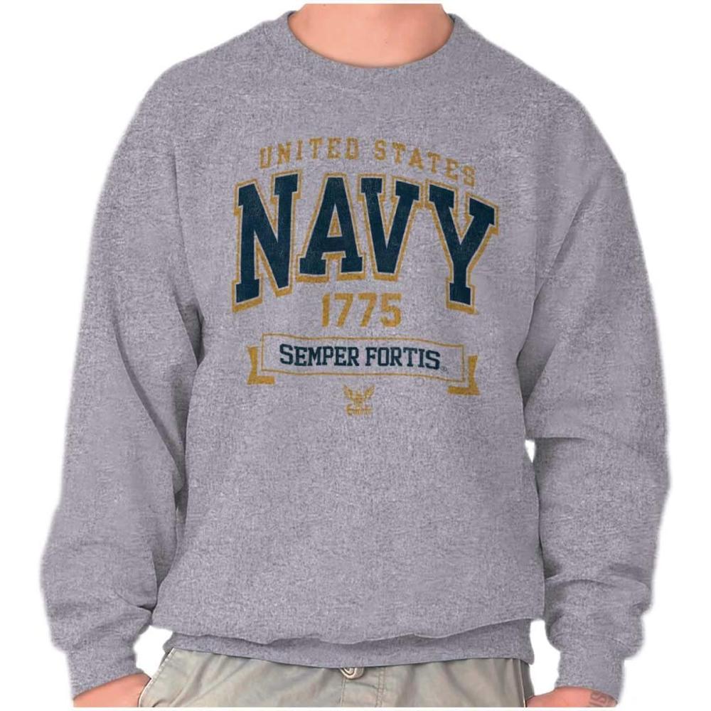 imageBrisco Brands United States Navy Semper Fortis 1775 Sweatshirt for Men or WomenSport Grey