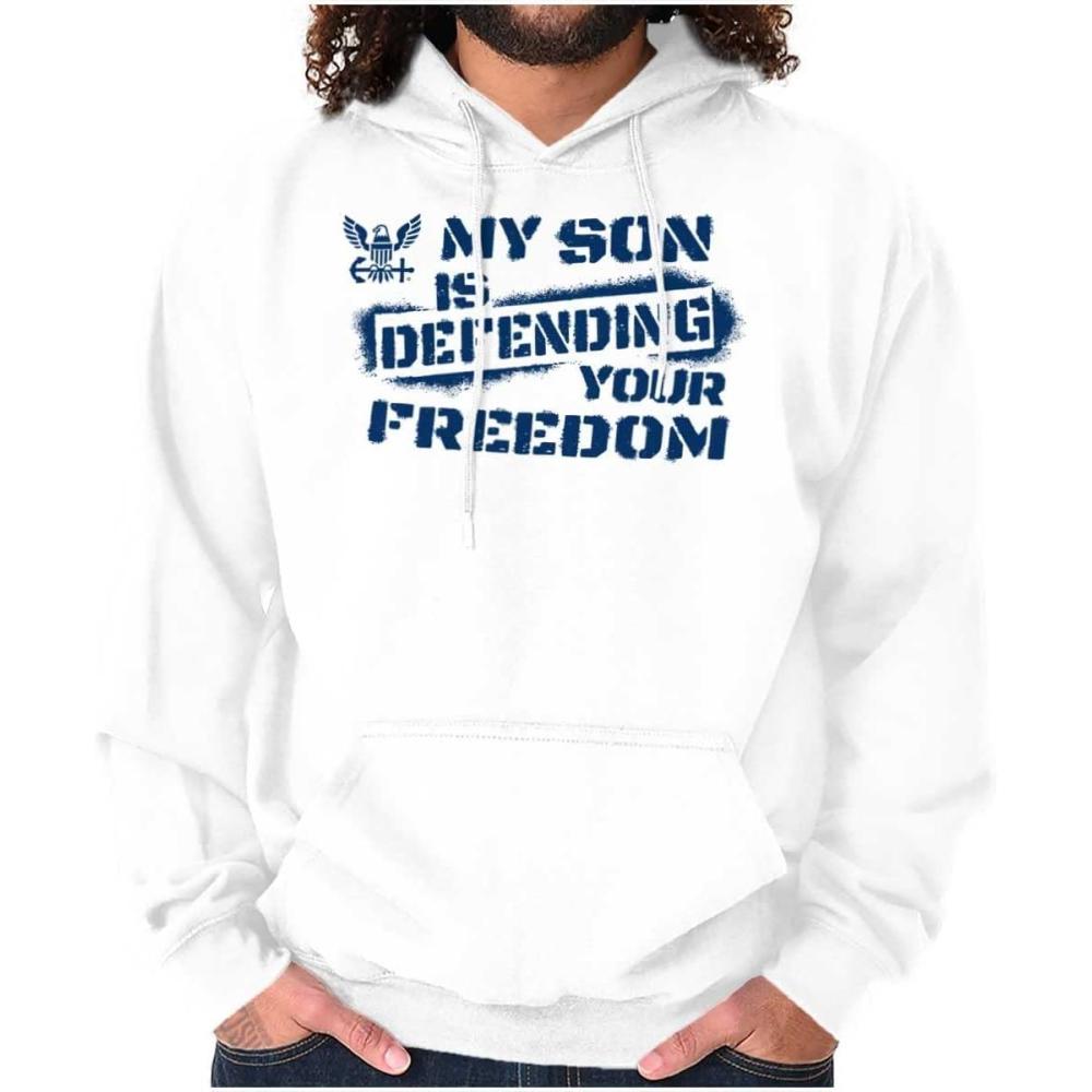 imageBrisco Brands United States Navy Son Defending Freedom Hoodie Sweatshirt Women MenWhite