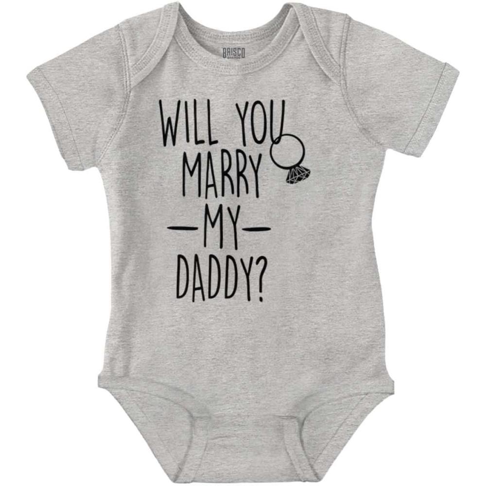imageBrisco Brands Will You Marry My Daddy Engagement Baby Romper Boys or GirlsHeather