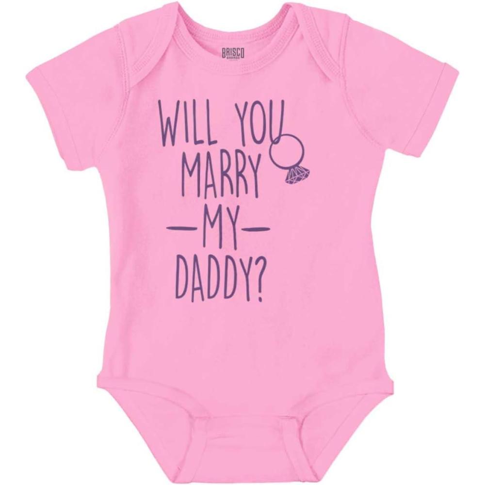 imageBrisco Brands Will You Marry My Daddy Engagement Baby Romper Boys or GirlsPink