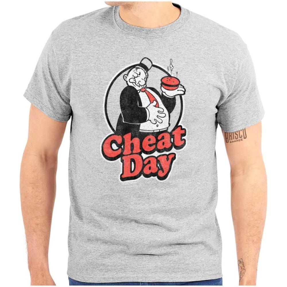 imageBrisco Brands Wimpy Cheat Day Popeye Sailor Man Graphic T Shirt Men or WomenSport Grey