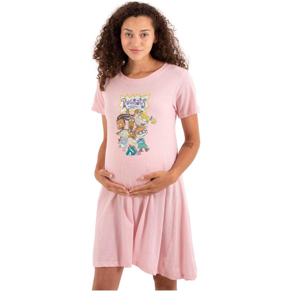 imageBrisco Brands Womens Maternity Rugrats 90s Cartoon Characters Pregnancy DressLight Pink
