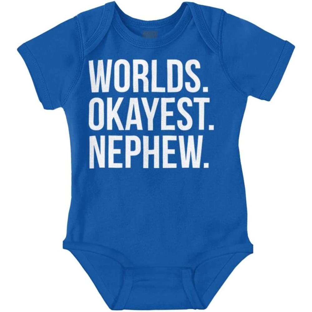 imageBrisco Brands Worlds Okayest Nephew Aunt Uncle Joke Baby Bodysuit Jumper BoysRoyal