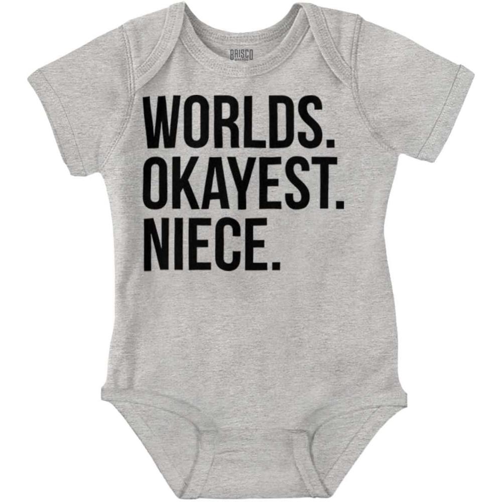 imageBrisco Brands Worlds Okayest Niece Family Love Baby Bodysuit Jumper GirlsHeather