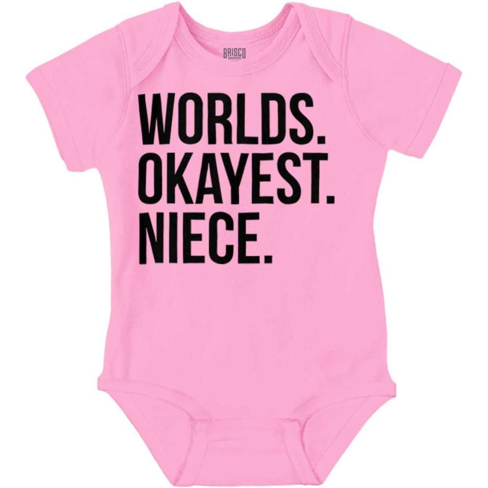 imageBrisco Brands Worlds Okayest Niece Family Love Baby Bodysuit Jumper GirlsPink