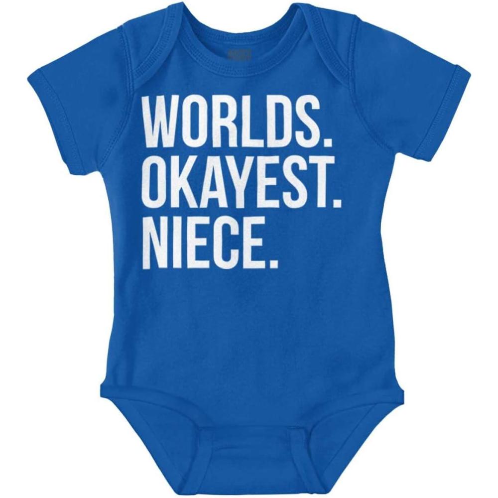 imageBrisco Brands Worlds Okayest Niece Family Love Baby Bodysuit Jumper GirlsRoyal
