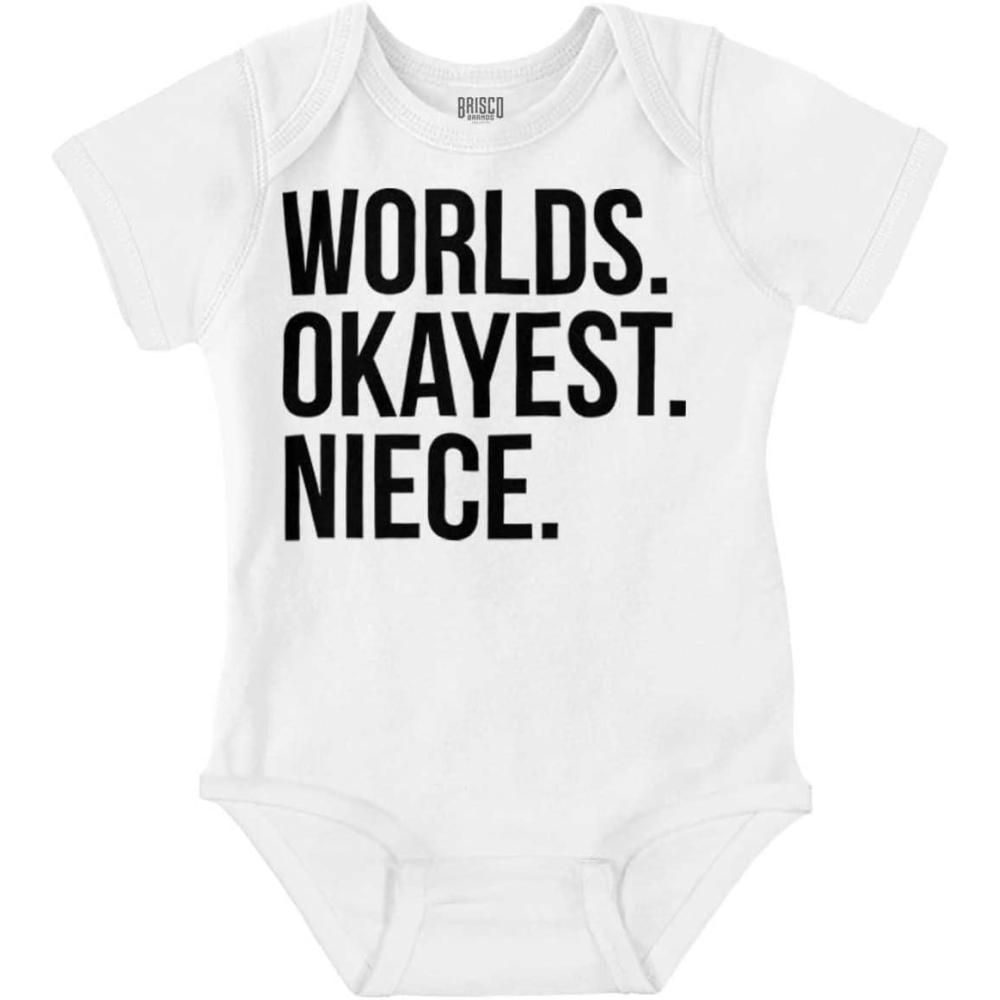 imageBrisco Brands Worlds Okayest Niece Family Love Baby Bodysuit Jumper GirlsWhite