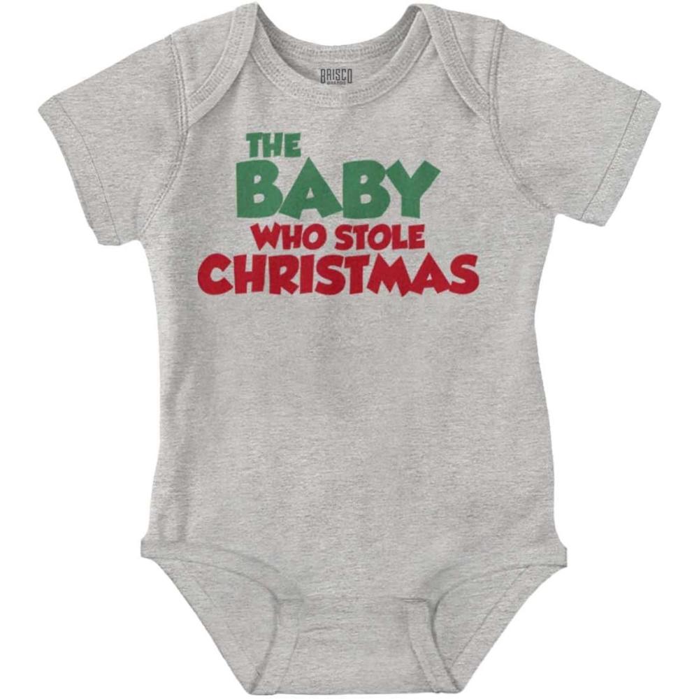 imageBrisco Brands Xmas Babies Who Stole Christmas Baby Romper Boys or GirlsHeather