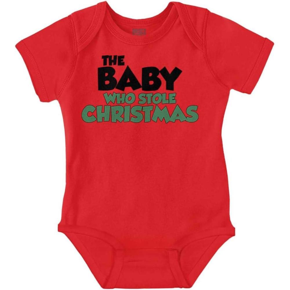 imageBrisco Brands Xmas Babies Who Stole Christmas Baby Romper Boys or GirlsRed