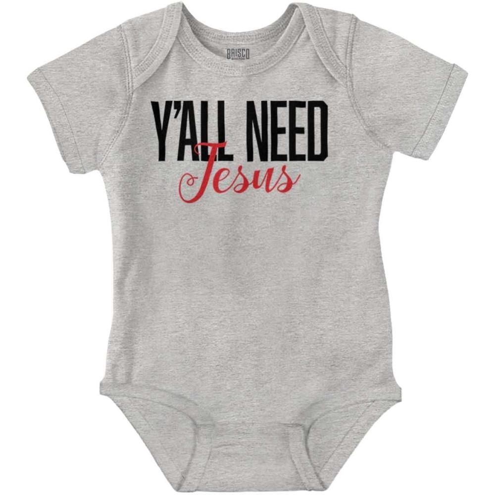 imageBrisco Brands Yall Need Jesus Christ Religious God Baby Bodysuit Jumper GirlsHeather