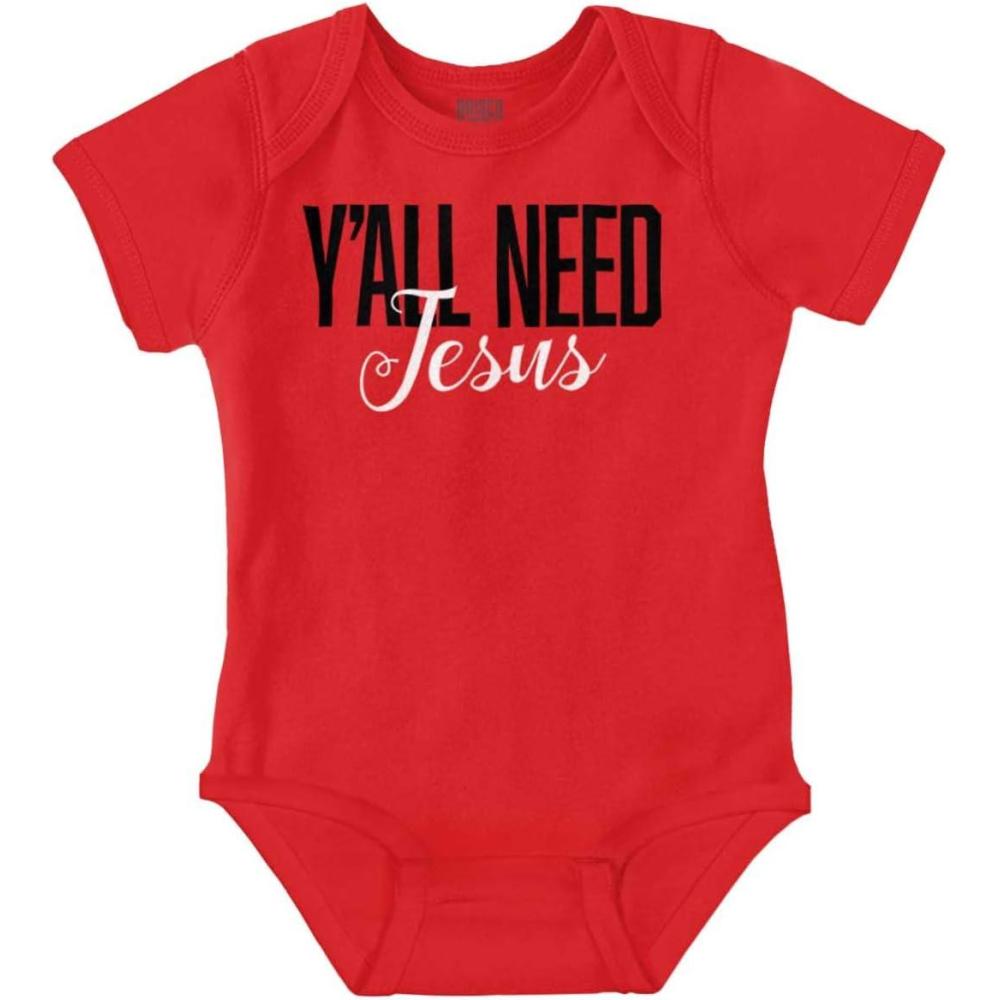 imageBrisco Brands Yall Need Jesus Christ Religious God Baby Bodysuit Jumper GirlsRed