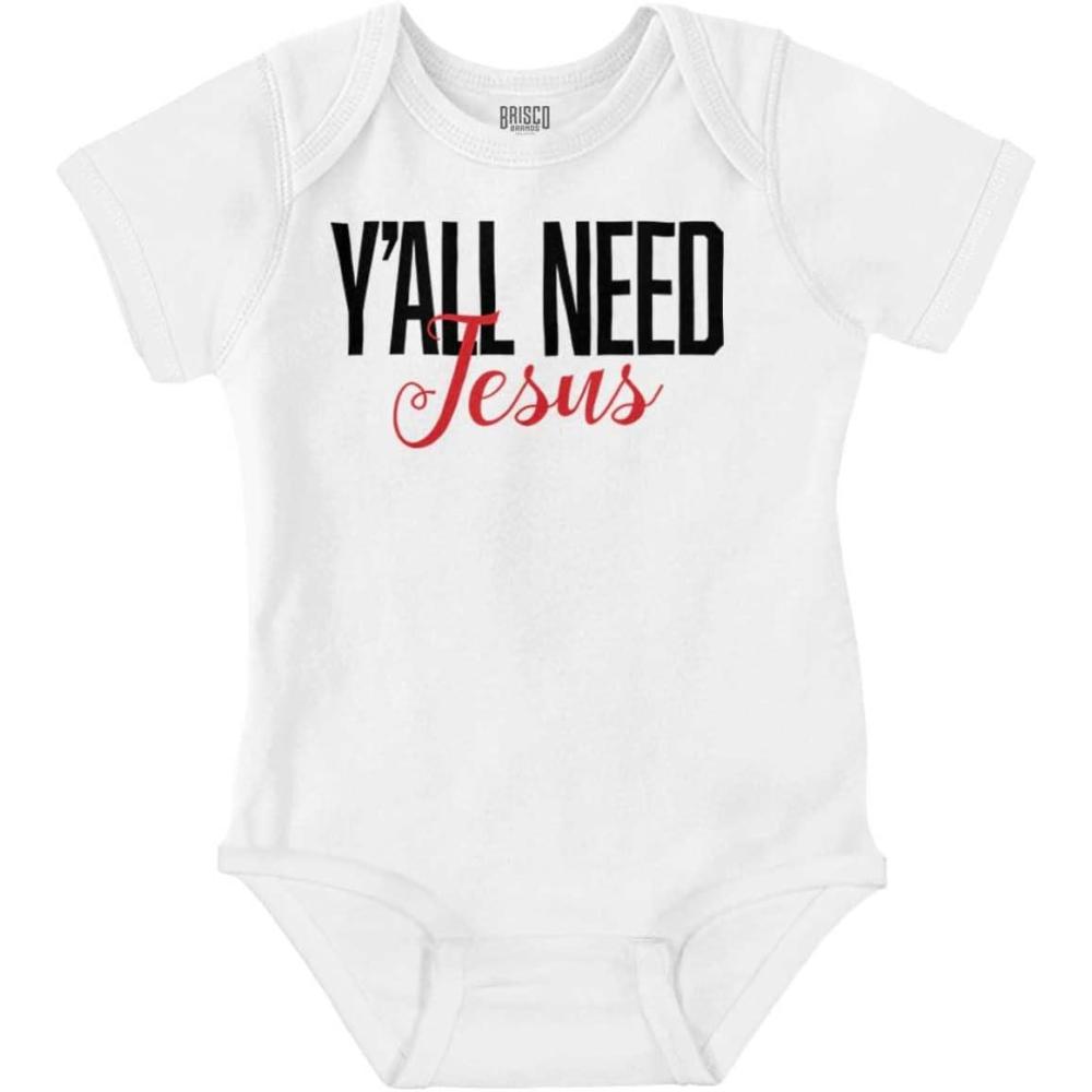 imageBrisco Brands Yall Need Jesus Christ Religious God Baby Bodysuit Jumper GirlsWhite