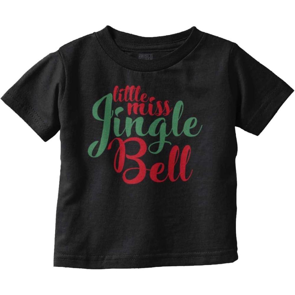 imageChristmas Little Miss Jingle Bell Youth T Shirt Tee GirlsBlack