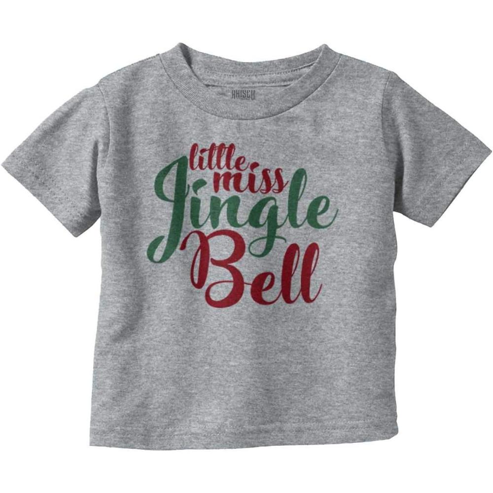imageChristmas Little Miss Jingle Bell Youth T Shirt Tee GirlsHeather