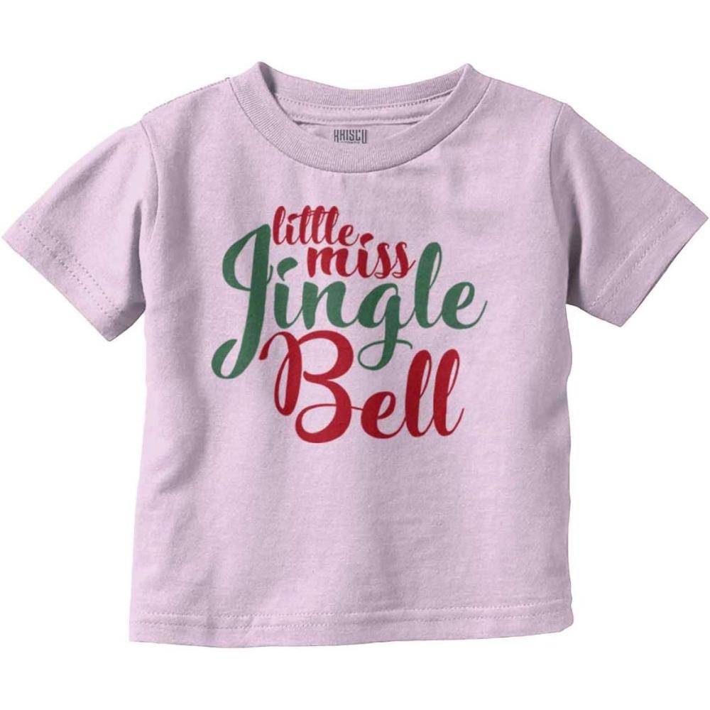 imageChristmas Little Miss Jingle Bell Youth T Shirt Tee GirlsPink
