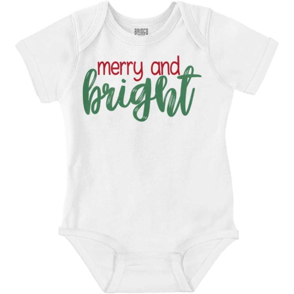 imageChristmas Merry and Bright Baby Bodysuit Jumper GirlsWhite