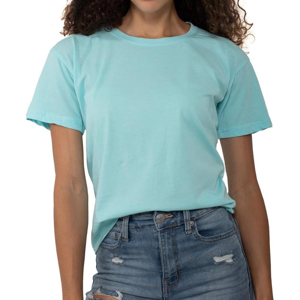 imageFashion Crewneck Short SleeveFashion Crewneck Short Sleeve Womens Raw Edge TshiAqua