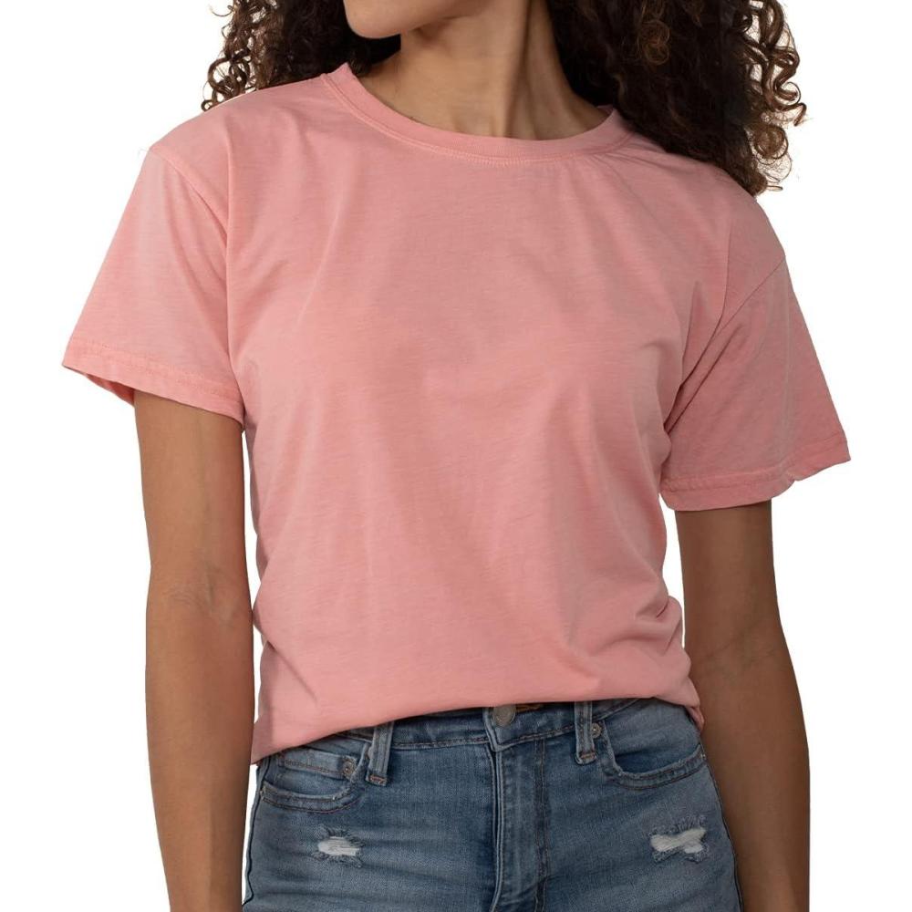 imageFashion Crewneck Short SleeveFashion Crewneck Short Sleeve Womens Raw Edge TshiCoral
