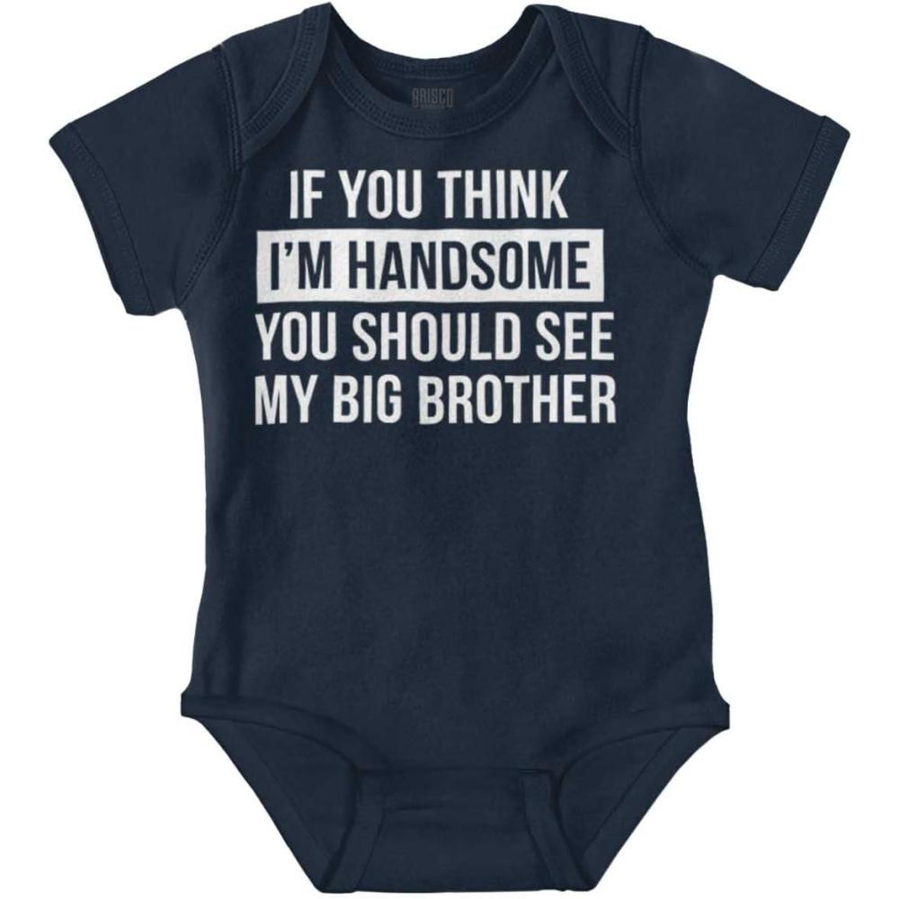 imageHandsome Little Brother Funny Baby Bodysuit Jumper BoysNavy