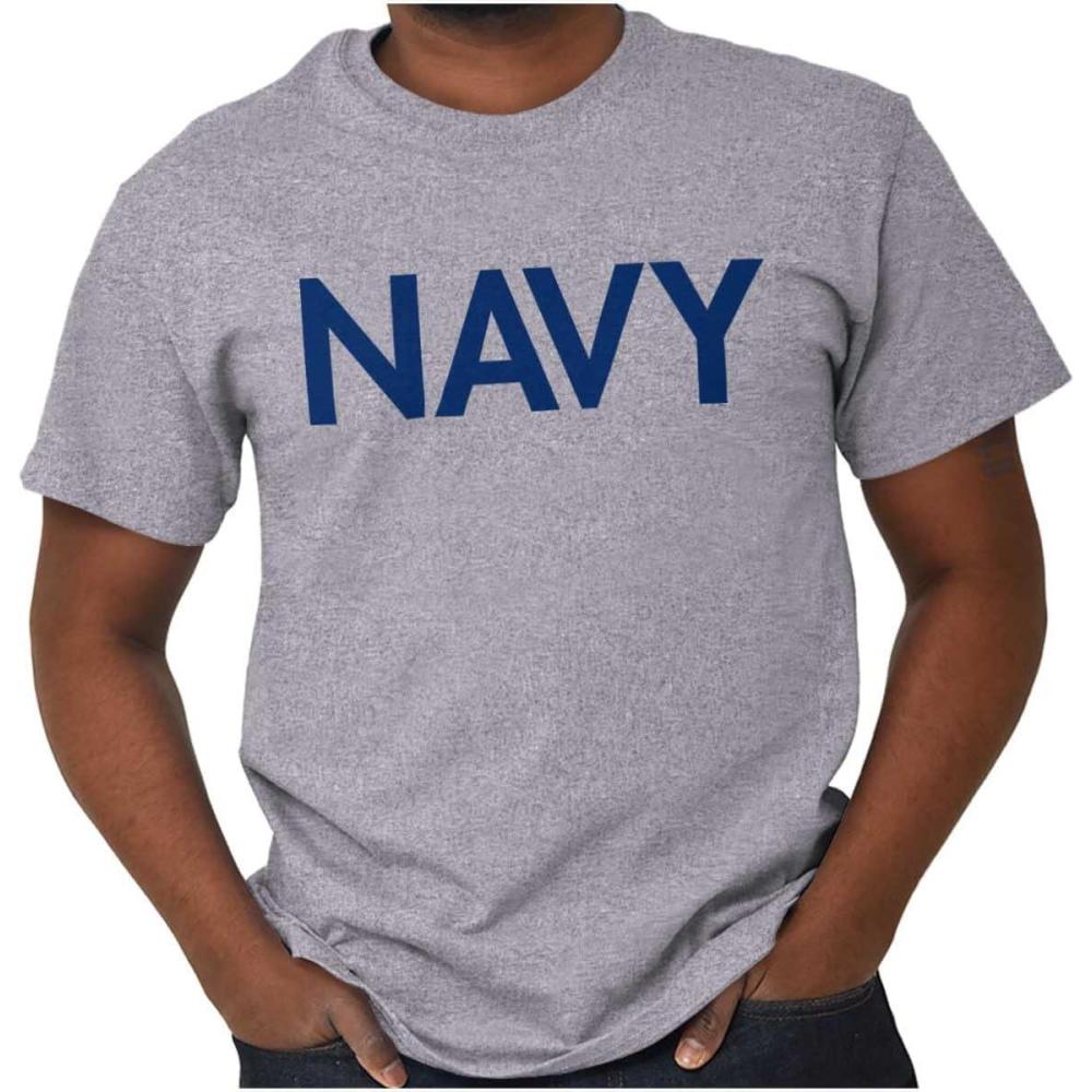 imageNavy Military Physical Training PT Exercise Workout Graphic T ShirtSport Grey
