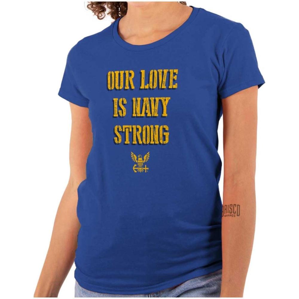 imageOur Love is Navy Strong Anchor Logo Womens Slim Fit Graphic TeeRoyal