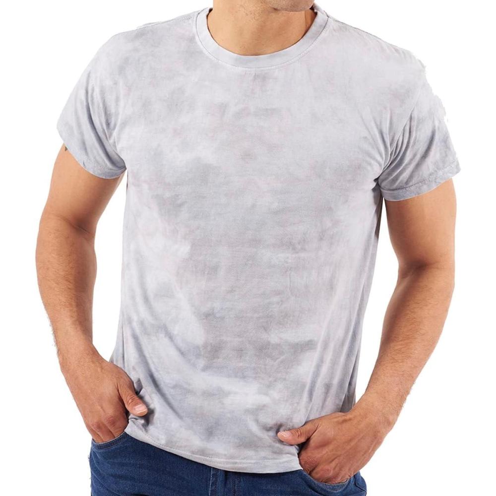 imageTie Dye Shirt Colorful Cloud Short Sleeve Knit TShirt Crewneck TopCrystal Grey