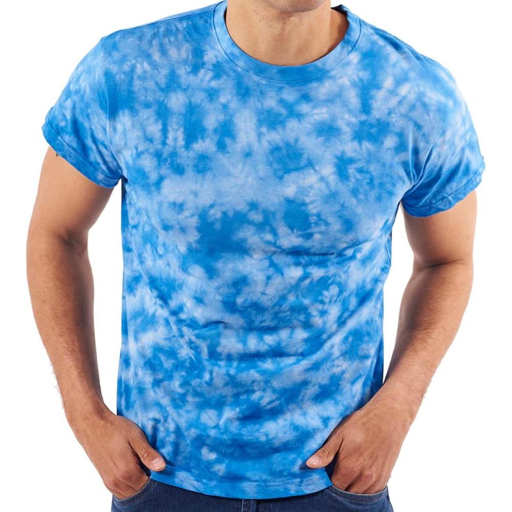 imageTie Dye Shirt Colorful Cloud Short Sleeve Knit TShirt Crewneck TopCrystal Royal