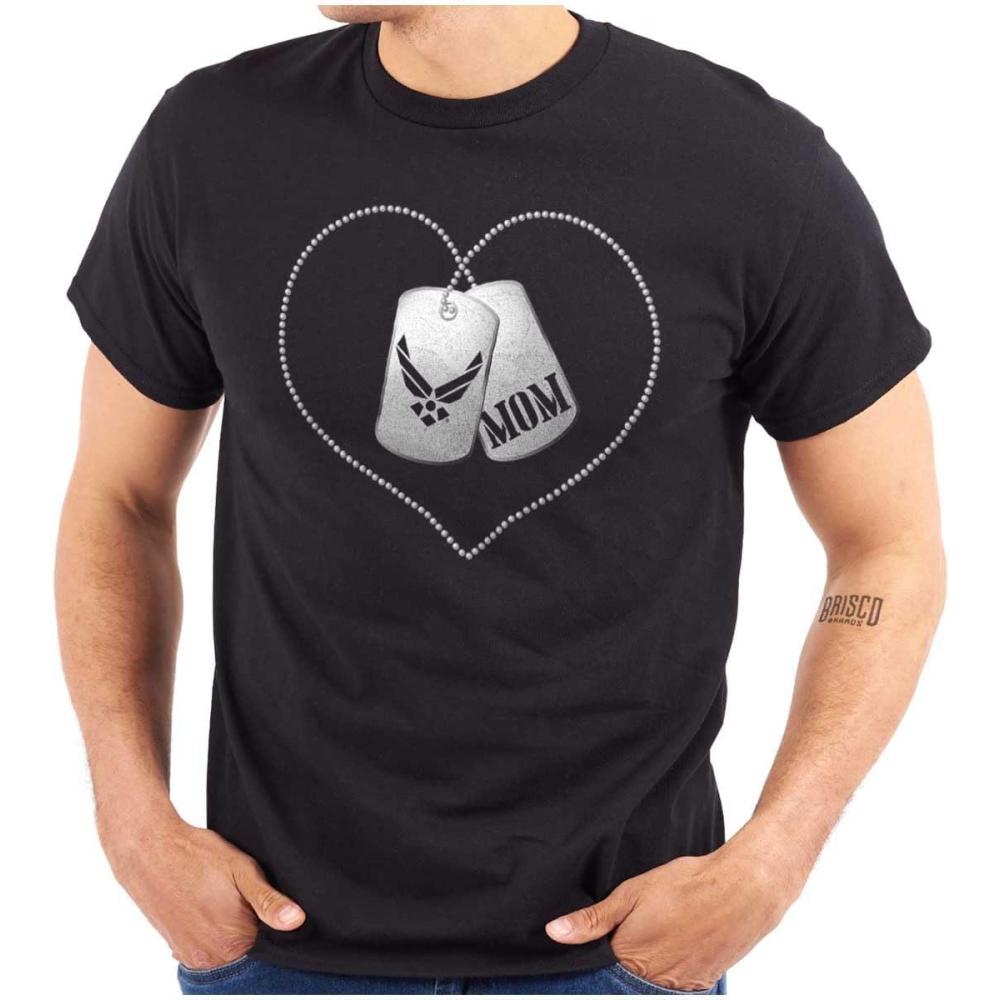 imageUS Air Force Mom Dog Tags Cute USAF Graphic T Shirt Men or WomenBlack