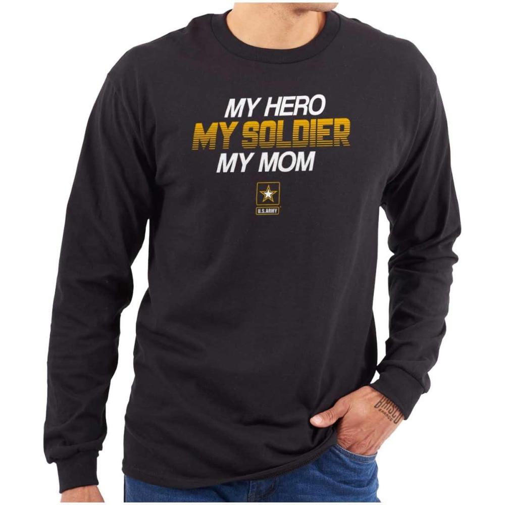 imageUS Army Logo My Mom Hero Soldier Long Sleeve Tshirt Men WomenBlack
