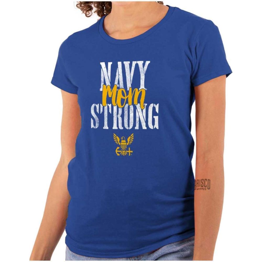 imageUS Navy Strong Mom Anchor Logo Womens Slim Fit Graphic TeeRoyal